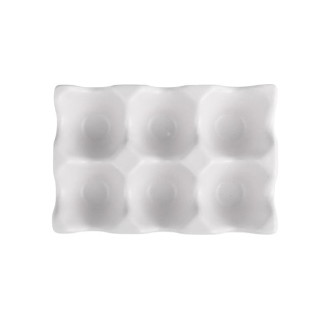 Classic Kitchen Accessories, 6 Grids Ceramic Egg Holder Chicken Egg Trays Egg Storage Organizer for Refrigerator Countertop Display