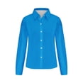 thumbnail image 5 of Besolor Button Down Shirts for Women Solid Color Long Sleeve Colared Tops Loose Office Blouses for Casual Work, 5 of 5