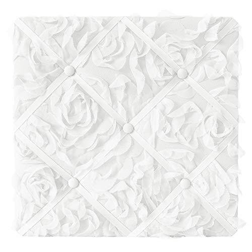 sweet jojo designs white floral rose fabric memory memo photo bulletin board - solid flower luxurious elegant princess vintage boho shabby chic luxury glam high end roses