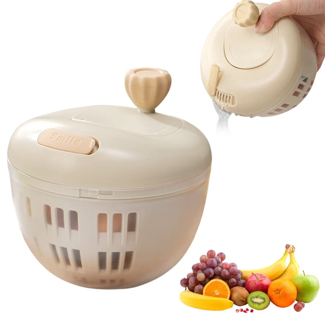 Salad Extra Large 5.5 Capacity | Bowl With Ergonomic Push Button Mechanism Non Slip Base & Drain Basket Perfect For Washing Lettuce & Vegetables