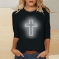 thumbnail image 1 of EGNMCR Easter T-Shirt Imprimé Femmes T-Shirts Graphiques Femmes Chemises Mode Femme Décontracté Noël Imprimé Col Rond Blouse Imprimée T-Shirt Manches 3/4 T-Shirt Blouses T-Shirts Femmes, 1 of 4