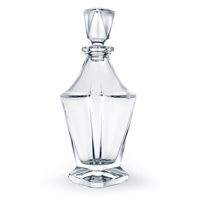 Carafe Triangulaire pour Whisky, 750 ml, Verre Cristal Transparent Sans Plomb avec Forme Triangulaire Facettée et Bouchon, Conçu pour Aérer le Whisky Tout en Prévenant l'Évaporation, Va au Lave-Vaisselle et Convient aux Réceptions au bar à la Maison.