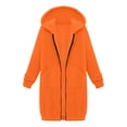 thumbnail image 4 of Sweat à Capuche à Fermeture à Glissière pour Femmes Automne Solide Longueur Étendue avec Poche Léger Coupe Décontractée Veste à Capuche Col Rond Chandail en Molleton Femmes RD5 m, 4 of 4