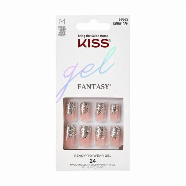 KISS Gel Fantasy - Fake Nails, 28 Count, Short