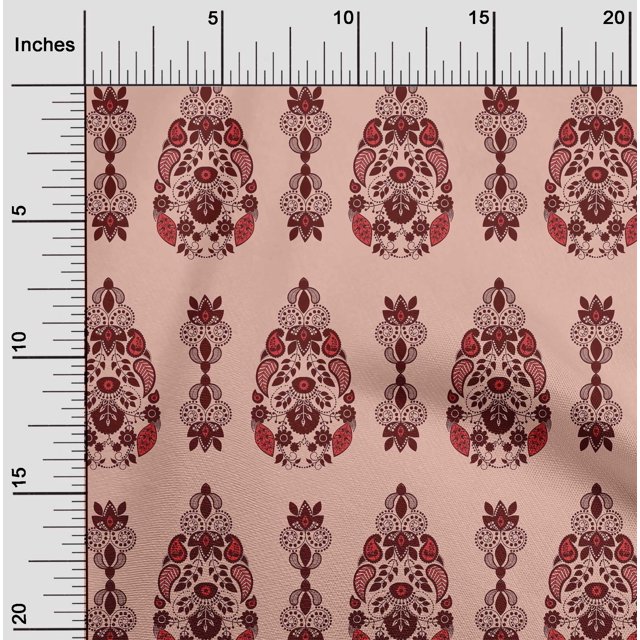 oneOone Polyester Lycra Fabric Leaves & Floral Ethnic Print Fabric BTY 56 Inches Wide