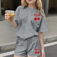 thumbnail image 2 of Robe d'Été avec Manches Ensemble de Loisirs d'Été pour Enfants Col Rond Manches Courtes Haut et Shorts Ensemble Deux Pièces Mignon Ensemble d'Été, 2 of 6