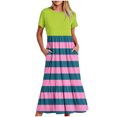thumbnail image 1 of Ovzne Robes d'Été pour Femmes 2025 Robe Mode pour Femmes Manches Longues Col Rond T-Shirt Imprimé Blouse Ample Robe Grande Taille Robe Maxi Manches Courtes Imprimée Liquidation, 1 of 4