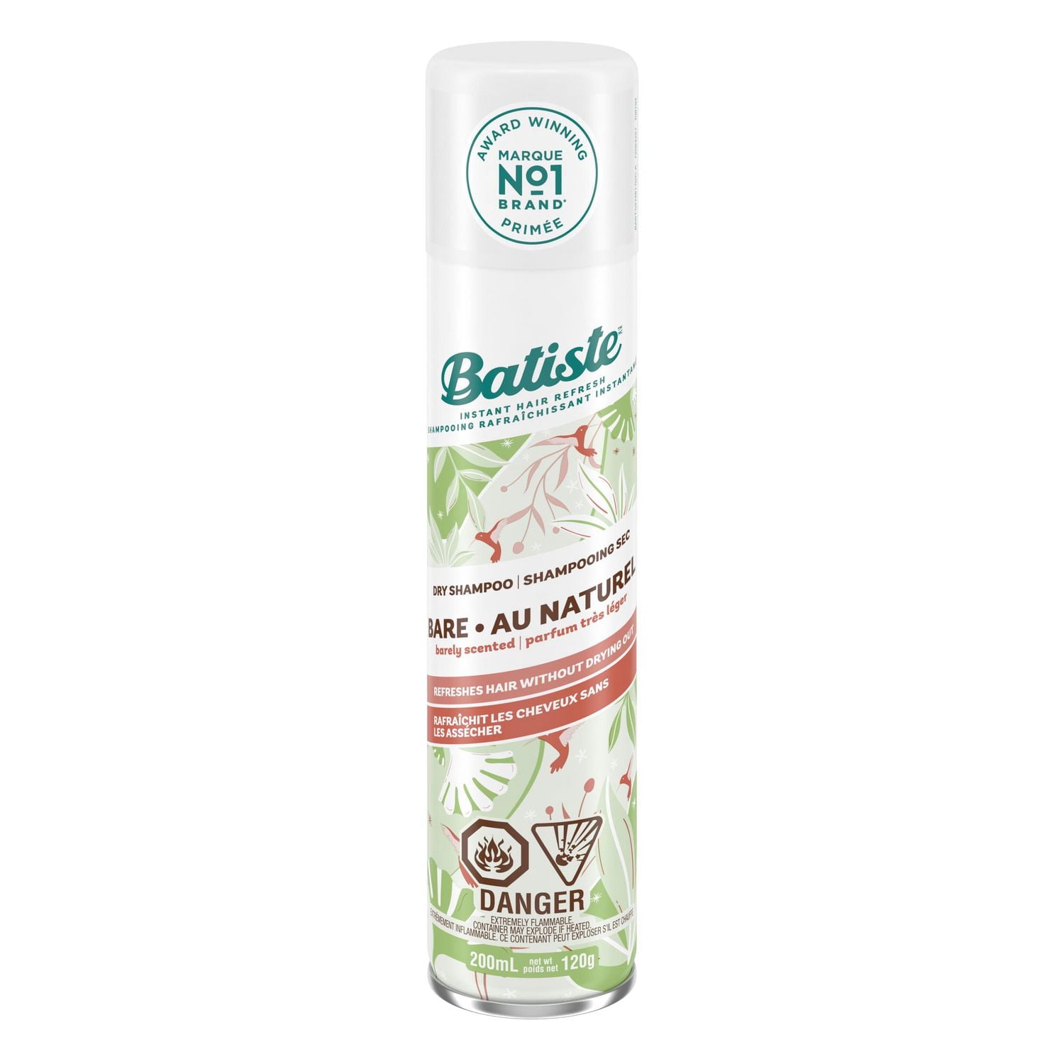 Batiste Dry Shampoo Spray, Bare Scent, Refresh Hair and Absorb Oil Between Washes, Waterless Shampoo for Added Hair Texture and Body, 200-ml