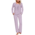 thumbnail image 2 of Timegard Ensembles de Pyjamas pour Femmes Confortables, Haut à Manches Longues Froncé à Col Rond et Pantalon, Tenues de Pyjama Amples pour l'Automne, 2 of 6