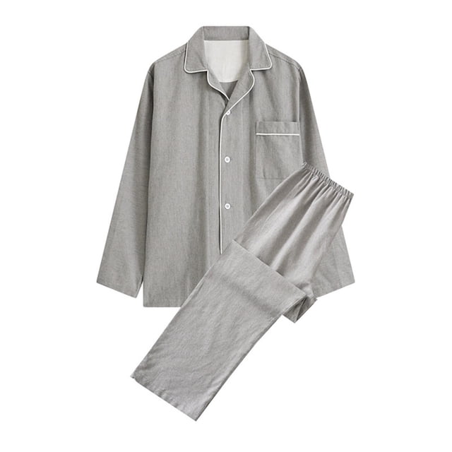 LSLJS Ensembles de Pyjama pour Hommes Décontractés Vêtements d'Intérieur Hauts à Manches Longues Pantalons Col Rabattu Pyjamas de Nuit Ensembles, Vêtements de Nuit pour Hommes Cadeaux pour Hommes