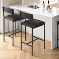 thumbnail image 1 of Bar Stools Set of 2, Kitchen Bar Stools with Footrest, 25.5" Upholstered Bar Chairs with Back, Counter Height Barstools for Counter Bar, Island, Easy Assembly, Rustic Black, 1 of 7