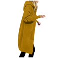 thumbnail image 1 of WEAIXIMIUNG Robe Chandail en Molleton Surdimensionnée Manches Courtes Femmes Automne Hiver Mode Décontractée Couleur Unie à Capuche avec Cordon de Serrage Poches Zippées Manteau Long, 1 of 6