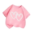 thumbnail image 3 of PMVFHDE T-Shirt d'Été pour Filles à Imprimé Graphique Mignon, Col Rond, Manches Courtes – Haut Décontracté Respirant pour Enfants, Jeux Extérieurs, T-Shirt Décontracté d'Été Rose, 7-8 Ans, 3 of 5