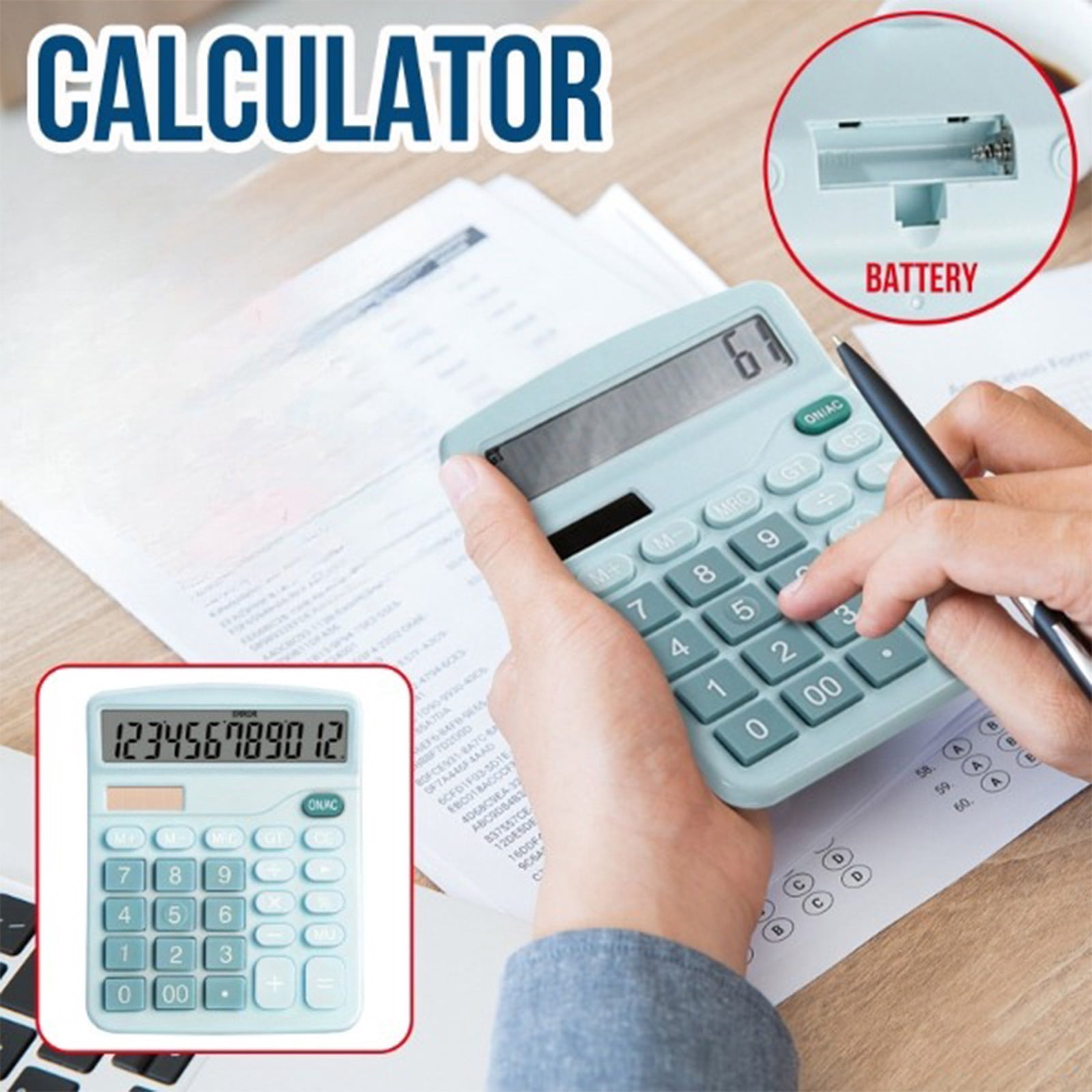 EGNMCR Calculator 12 Digit Desktop Basic Calculato -Power With Large LCD Display calculating machine
