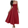 thumbnail image 1 of Kcodviy Robe Longue Confortable Sans Manches à Bretelles pour Femme Robe d'Été Couleur Unie Robes pour Femme Dos Nu Ligne A Bandage Robe Décontractée pour Femme, 1 of 6