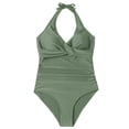 thumbnail image 1 of Swimwear Suit Women V One Control Pieces Bathing Tummy Ruched Swimsuits, Suitable For Park Strolls, 1 of 8