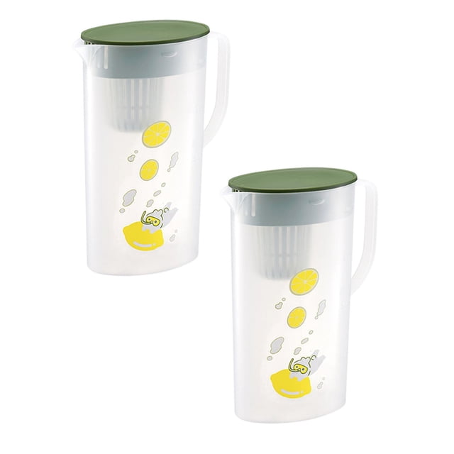 Oleegame 2PC Glass Bottle Refrigerator Cold Water Bottle Transparent Plastic Cold Water Bottle Large Capacity Cold Water Cup Boiled Water Cold Water Cup 2L Teapot