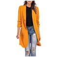 thumbnail image 1 of CEHVOM Women Button Pockets Three Quarter Sleeve Solid Office Coat Cardigans Suit Jacket Long Outwear, 1 of 6