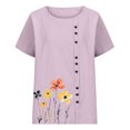 thumbnail image 4 of Pisexur Hauts d'Été pour Femmes, Hauts pour Femmes, Hauts de Sortie pour Femmes, Hauts pour Dames, T-Shirt à Manches Courtes Col Rond Imprimé Mode Décontractée Violet,G, 4 of 5