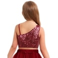 thumbnail image 4 of iixpin Girls Off Shoulder Tops Kids Sparkle Glitter Spaghetti Straps Pageant Crop Tank Top Burgundy 12, 4 of 7