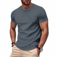 thumbnail image 2 of Yuyuzo Mens T-Shirts Casual Summer Short Sleeve Loose Fitted Solid Color Outdoor Running Sports Tees Plus Size Tops, 2 of 7