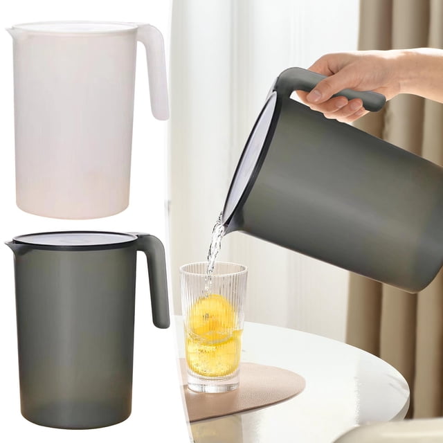 2L Large Capacity Plastic Cold Water Pitcher For Tea Fruit Infused Water Lemonade Iced Coffee Jug With Lid