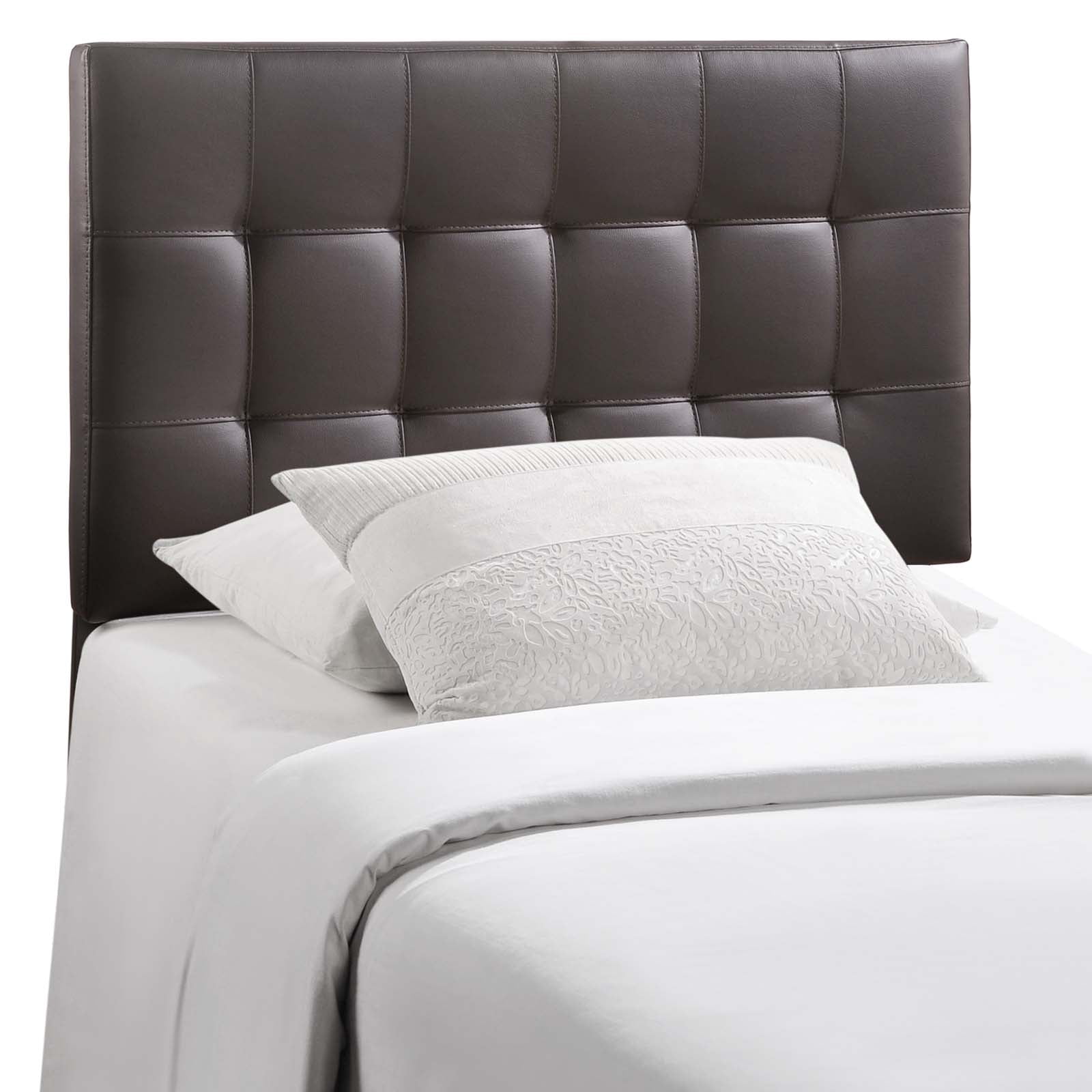 Lily Tête de Lit Rembourrée en Vinyle pour Lit Simple - Brun