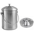thumbnail image 3 of Odorless Stainless Steel Compost Bucket for Kitchen - Kitchen Compost Bin - Includes Replacement Charcoal Filters (Shiny Stainless Steel, 5 Liters), 3 of 5