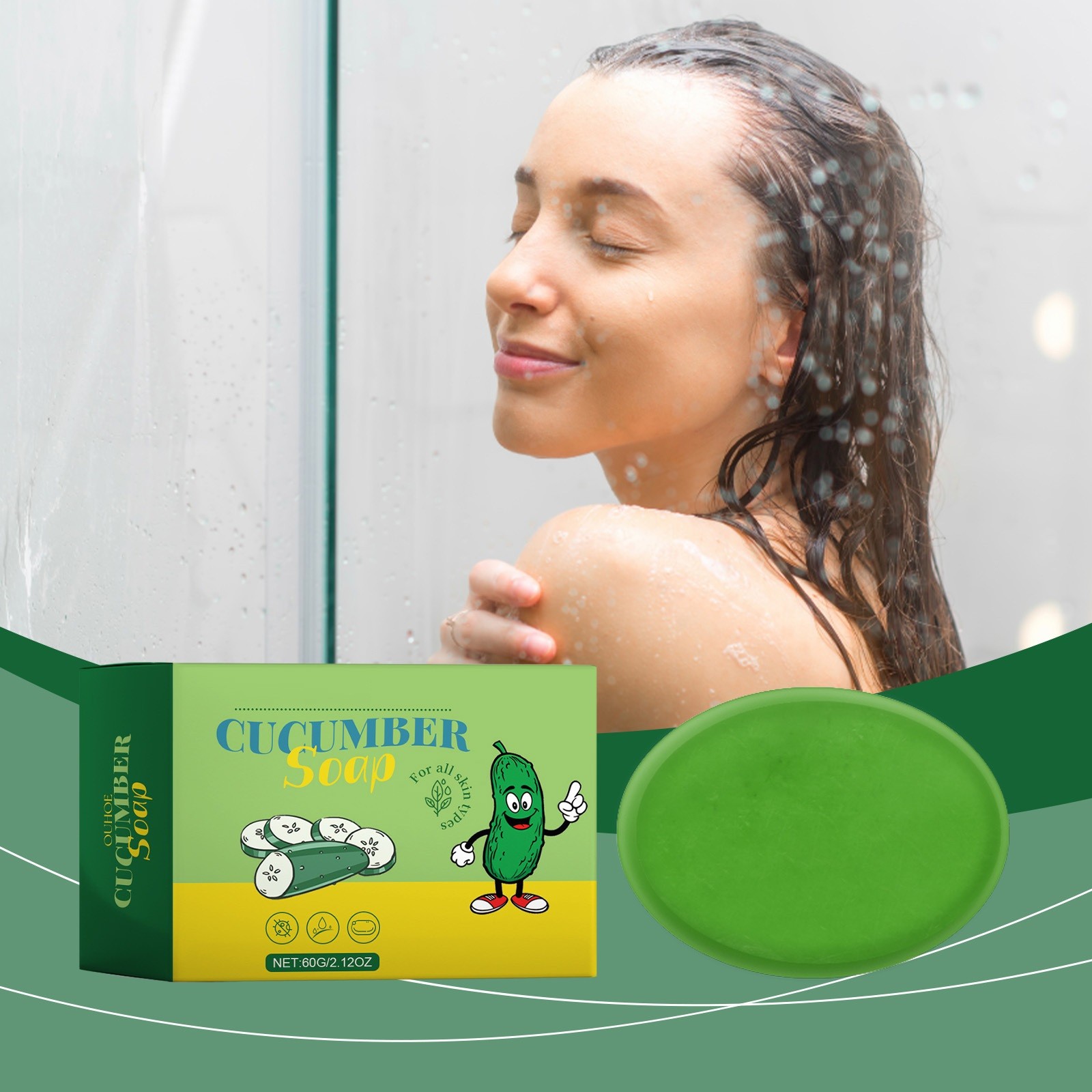 Kitchen Supplies Purifying Cucumber Cleansing Bar Soap Deep Pore & Skin Nourishment For Refreshing Cleanse And Oil