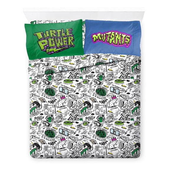 Nickelodeon Teenage Mutant Ninja Turtles 4-Piece Full Sheet Set, 100% Polyester