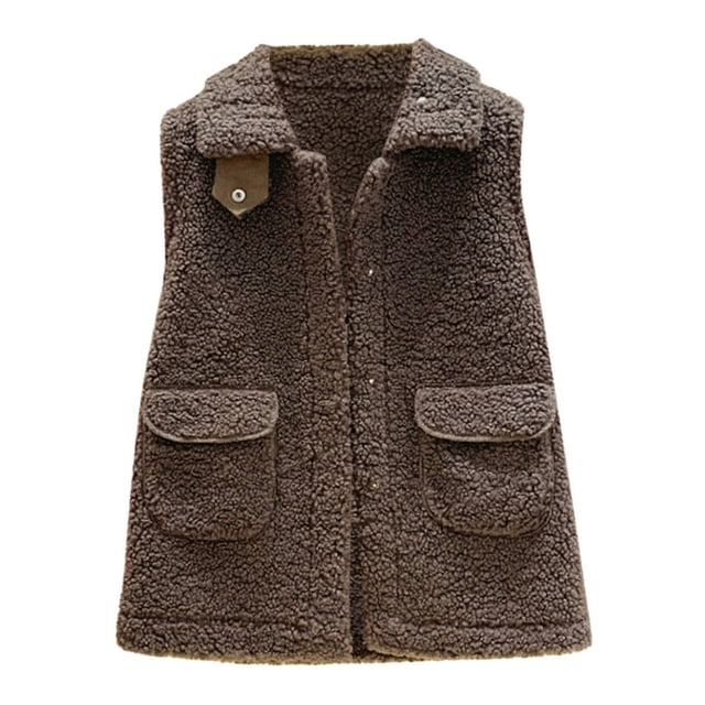 Veste d'Automne Sans Manches Sherpa pour Femmes, Gilet Léger Rembourré Décontracté