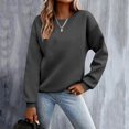 thumbnail image 2 of Sentmoon Hauts à Manches Longues pour Femmes Col Ras du Cou Hauts pour Femmes Chic Décontracté Ample Couleur Unie Vêtements d'Automne Doux et Confortable pour la Mode d'Automne Gris Foncé TG, 2 of 7