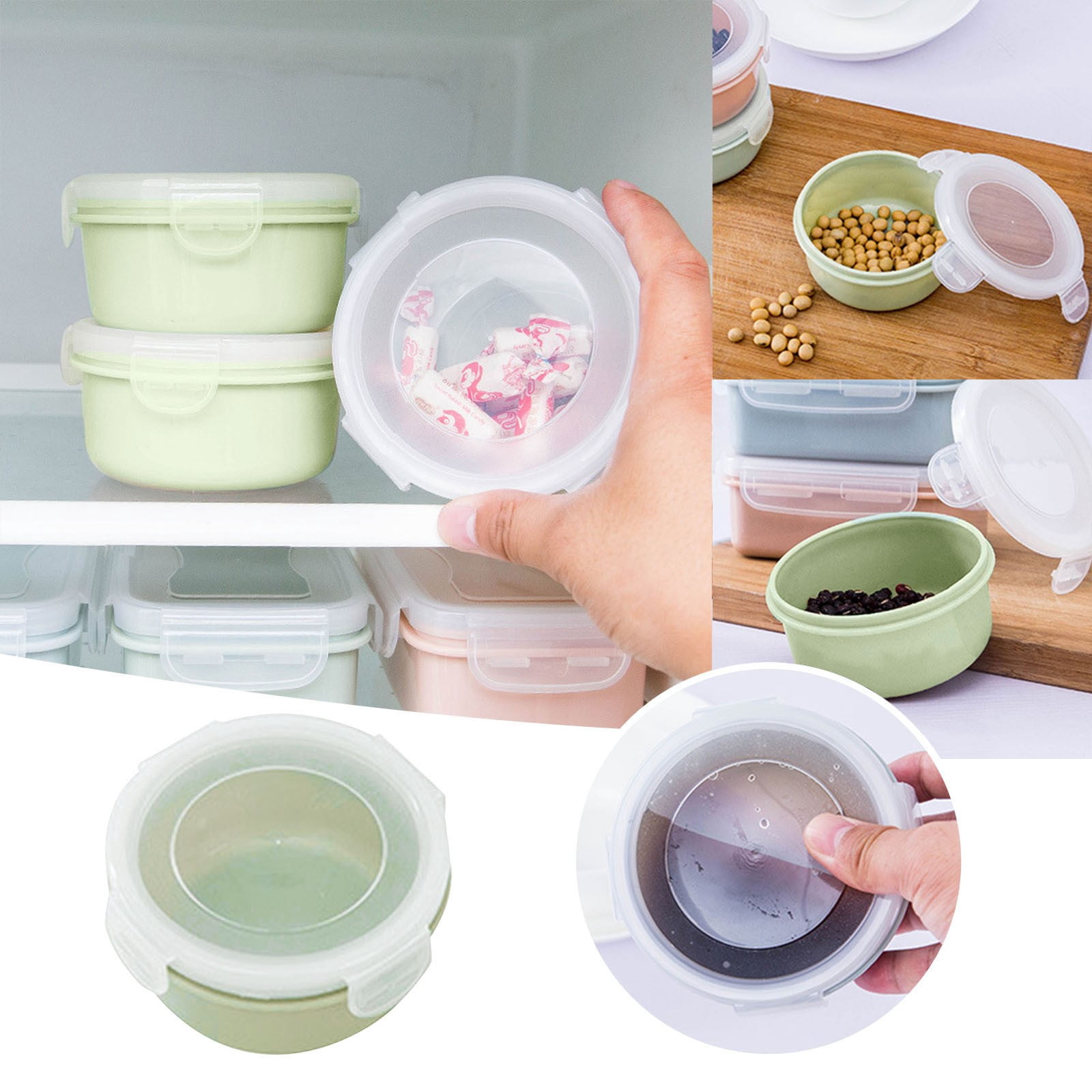 Xetio Airtight Food Storage Containers, Small Lunch Box, Plastic Bowls with Lids, Simple Refrigerator Preservation Box, Leakproof Plastic Storage Box Sealed Box, 4"x2.2"