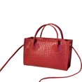 thumbnail image 1 of Sac Messager à une Épaule Monochrome pour Femmes, Décoration Texturée, Seau Carré, Sacs à Main, Rouge, 18.0cm*7.5cm*15.0cm, 1 of 4