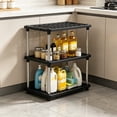 thumbnail image 4 of 3-Tier Storage Shelf Unit Heavy Duty Plastic Organizer Rack for Kitchen Bathroom Pantry Laundry Room, Black, 55 x 42 x 21 cm, No-Tools Assembly, 4 of 6