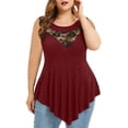 thumbnail image 2 of Levmjia Débardeurs pour Femmes Grande Taille Sans Manches en Solde Dentelle Florale Unie Col Rond Asymétrique Blouse, 2 of 6