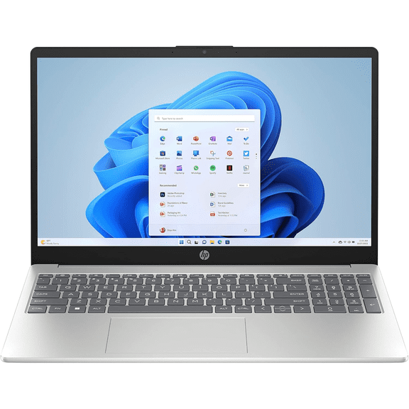HP Portable 15,6 Po FHD IPS, Processeur Intel N100, 8 Go DDR4 128 Go SSD, Intel UHD Graphics, Windows 11 Famille, Clé Copilot AI, Wi‐Fi 6, Bluetooth 5.3, Léger, Argent Naturel