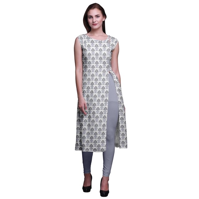 Bimba Printed Side Slit Straight KurtisForWomen Sleeveless Summer Kurta