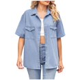 thumbnail image 1 of Birdeem Veste en Denim pour Femmes, Mode, Col à Revers Coloré, Manches Amincissantes, 1 of 12