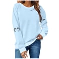thumbnail image 1 of LMKIHUSA Chandail Graphique d'Halloween pour Femmes Saison Effrayante Squelette Cœur Chandail à Enfiler Hauts Manches Longues Col Rond Blouses Douces Décontracté Tendance 2025 Chandail Bleu Pâle,TTG, 1 of 4