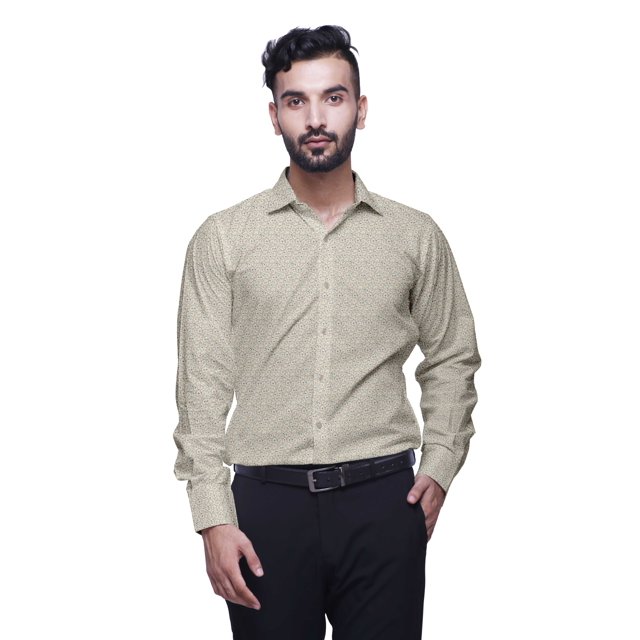 BESTMAN Chemises Habillées Imprimées pour Hommes Col Écarté Chemise en Coton