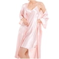 thumbnail image 1 of Timegard Ensembles de Pyjamas 2 Pcs pour Femmes, Peignoir à Manches 1/2 Ouvert à l'Avant, Robe de Maison Courte à Bretelles à Col en V, Ensembles de Détente, 1 of 3