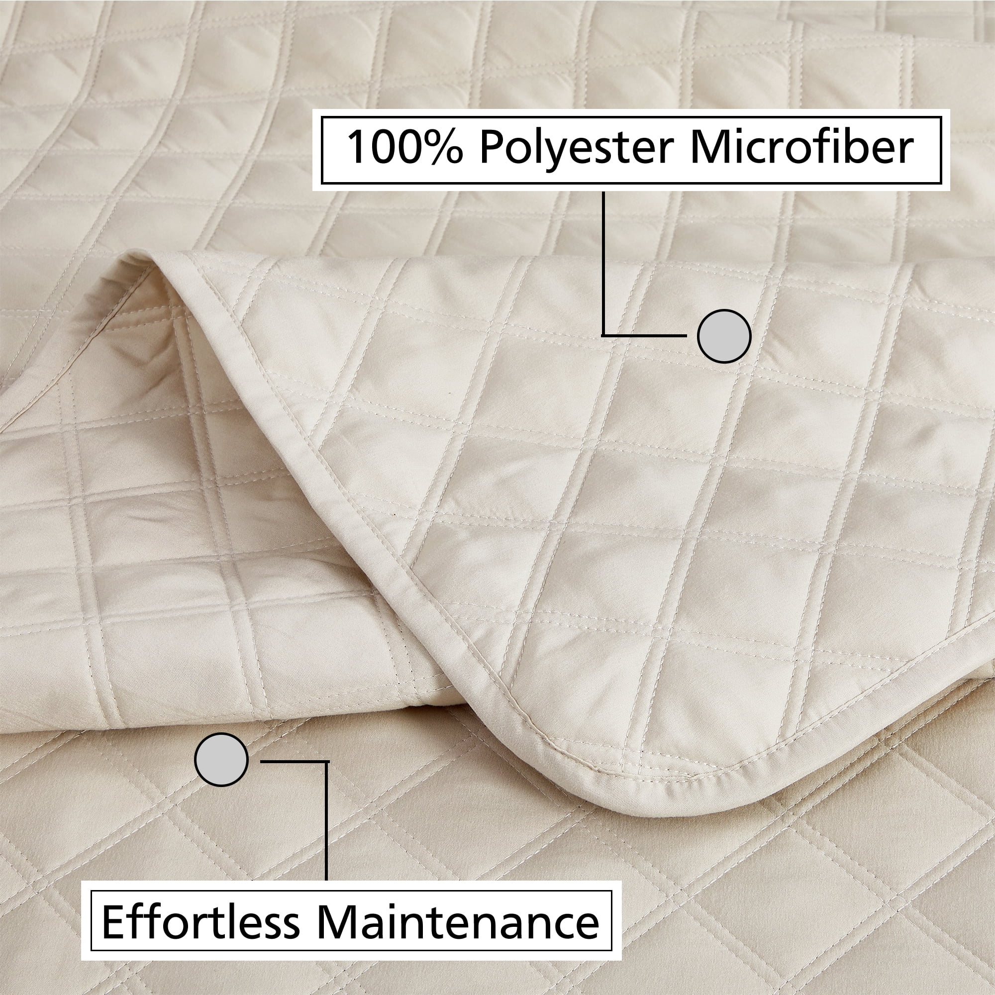 Mainstays Ensemble courtepointe et drap-housse légers tout-en-un - 7pièces, Tres Grand Lit, Beige