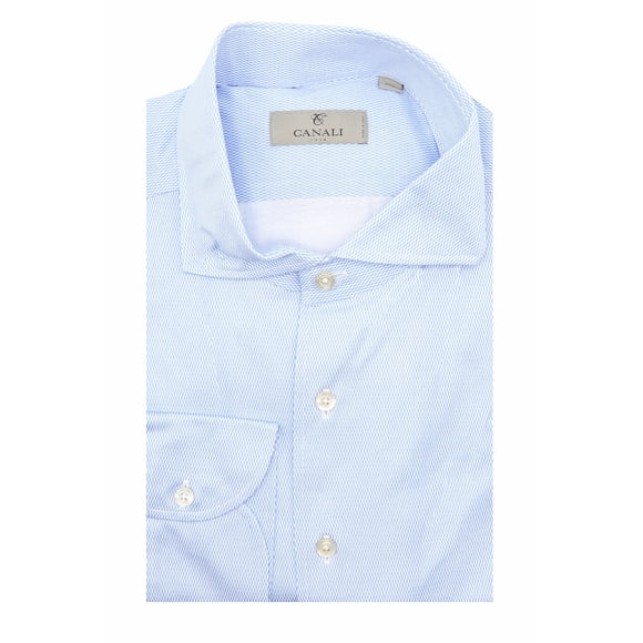 Canali Men's Blue / White Diamonds Diamond Modern Fit Dress Shirt - M