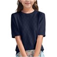 thumbnail image 1 of T-Shirts pour Filles Coupe Ample Col Rond Basique Blouses d'Été pour Enfants 6-14 Ans, 1 of 3