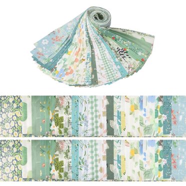 JUNWELL 40 Pcs Jelly Roll Fabric Strips for Quilting Fabric  Sewing Supplies & DIY Crafts-2.6 Inch Precut Cotton Fabric Bundles  Perfect for Quilt Projects Floral Patchwork Leaf Green