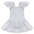 thumbnail image 3 of Oyolan Kids Girls Ruffle Short Sleeve Gymnastics Leotard Tutu Dress Basic Ballet Dance Clothings White 3-4, 3 of 7