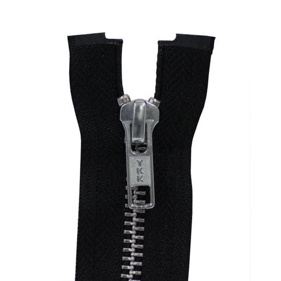 COSTUMAKERS One-Way Separating Zipper 60 cm (23.6 in), Navy, #10 Metal Teeth, Black