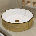 thumbnail image 1 of MEJE 16.75 Inch LUXURY Gold Stripes Round Art Basin, Above Counter Bathroom Vessel Sink, Porcelain Ceramic Countertop Sink(Include pop up drain), 1 of 5