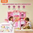 thumbnail image 2 of VEVOR Kitchen Playset Kids Pretend Cooking Play Toy 74 Piece Accessories Pink, 2 of 9